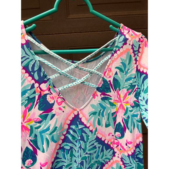 Lilly Pulitzer Ophelia Swing Dress Small S Seaside Aqua with a crossed back - Picture 7 of 8